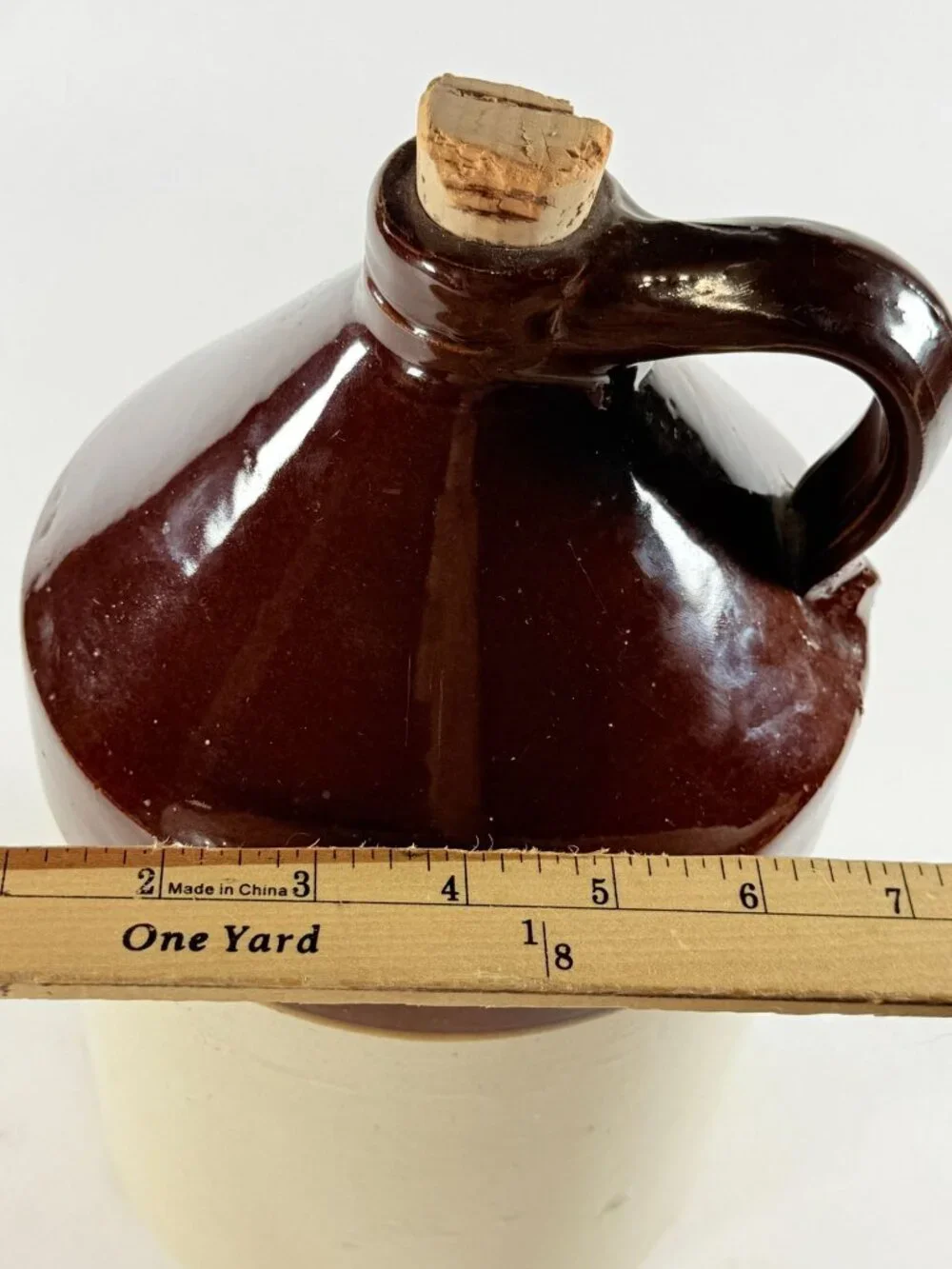 Vintage R.C.P. Co Akron Ohio Stoneware Whiskey Jug Two Tone Brown Crock